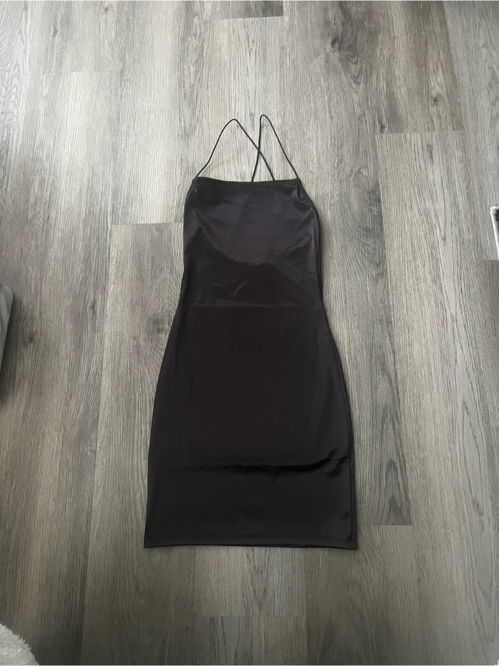 H&M DIVIDED Body-Con  Black Spaghetti-Strap Slip Dress Very Tight NWOT